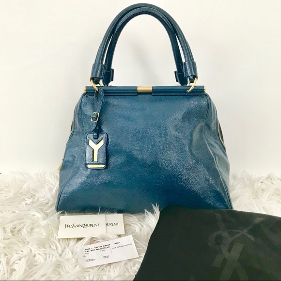 Yves Saint Laurent Bags Ysl Sac Majorelle In Blue Patent Leather Poshmark